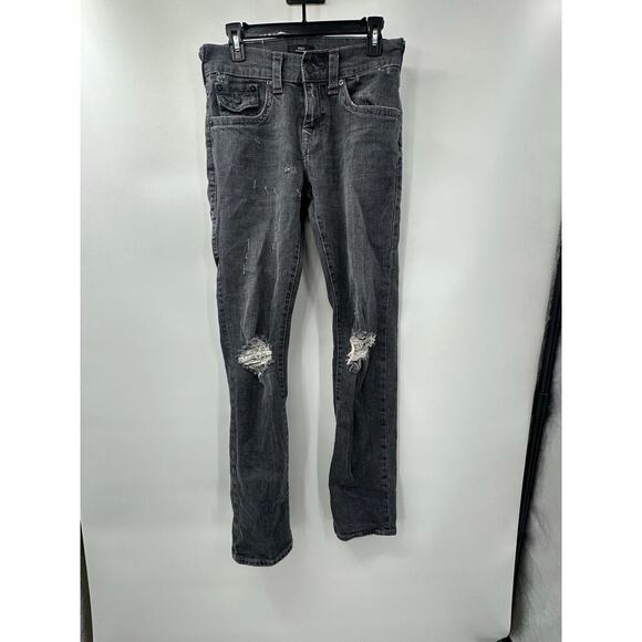 True Religion Men's Ricky Relaxed Straight Black & Purple Distressed Jeans 29x32 - Picture 1 of 8